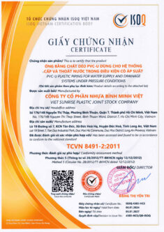 Thông Báo Công Ty Cổ Phần Nhựa Bình Minh Việt Đạt Chứng Nhận Tcvn 8491-2:2011 Và Tcvn 8491-3:2011