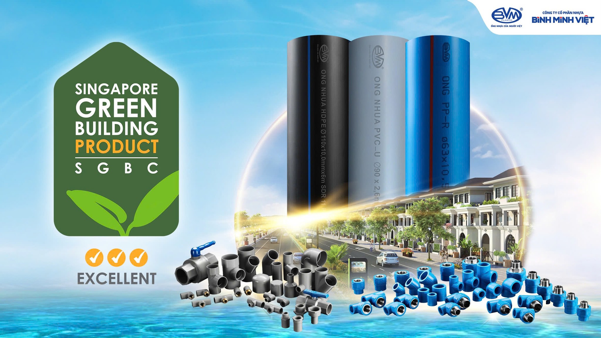 629471579 122219778500051876 4157288651959197284 n - Báo Nhân Dân: Bình Minh Việt đạt chứng nhận Sản phẩm Xanh Singapore (SGBP) mức xuất sắc cho cả ba dòng sản phẩm chiến lược. - Công ty cổ phần Nhựa Bình Minh Việt